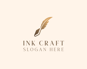 Book Writing Ink Feather logo design