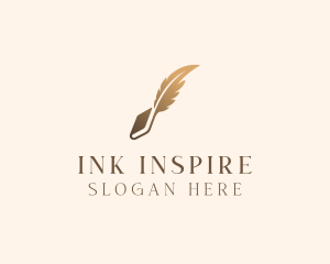 Book Writing Ink Feather logo design