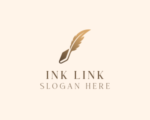 Book Writing Ink Feather logo design