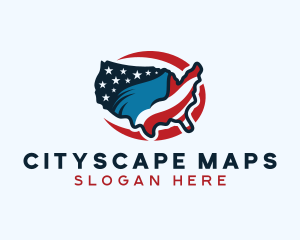 Patriotic USA Map logo design