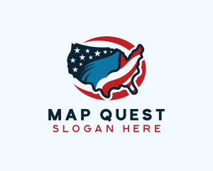 Patriotic USA Map logo design