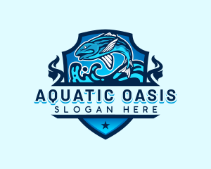 Aquatic Sea Fishing  logo design