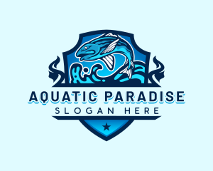 Aquatic Sea Fishing  logo design