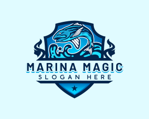 Aquatic Sea Fishing  logo design