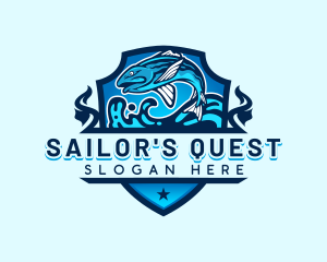 Aquatic Sea Fishing  logo design