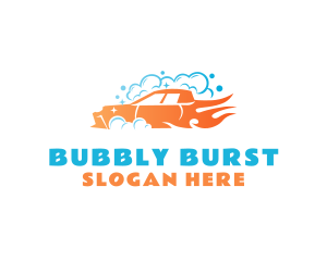 Flaming Car Wash Bubbles logo design