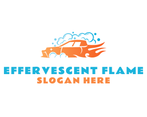 Flaming Car Wash Bubbles logo design