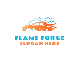 Flaming Car Wash Bubbles logo design