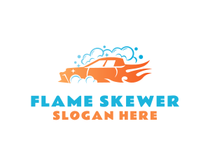 Flaming Car Wash Bubbles logo design