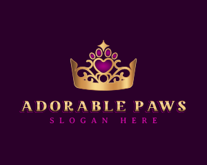 Pet Paw Crown logo design