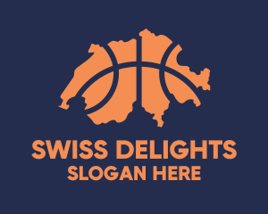 Switzerland Basketball Country Map logo design