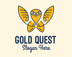 Gold Flying Owl logo design