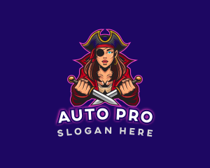 Woman Pirate Captain Gaming logo