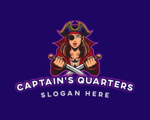 Woman Pirate Captain Gaming logo design