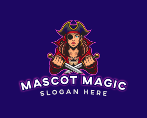 Woman Pirate Captain Gaming logo design