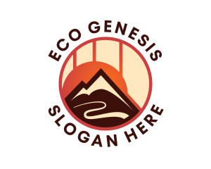 Eco Sunset Mountain logo design