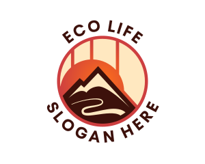 Eco Sunset Mountain logo design