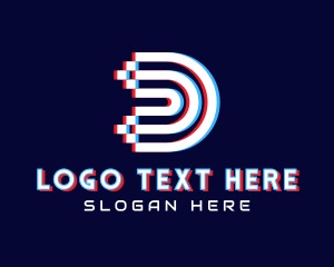 Glitchy Letter D Startup Business logo