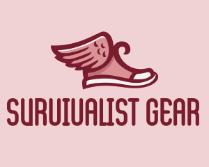 Red Sneaker Wings logo design