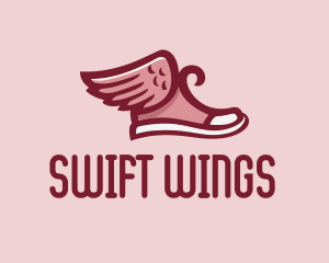 Red Sneaker Wings logo design