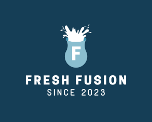 Fresh Milk Splash Drink logo design