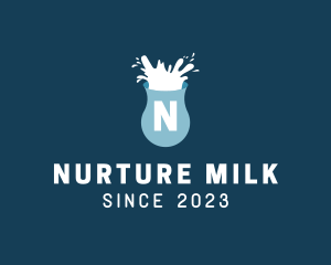 Fresh Milk Splash Drink logo design