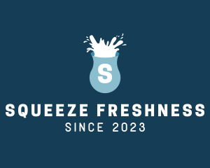 Fresh Milk Splash Drink logo design