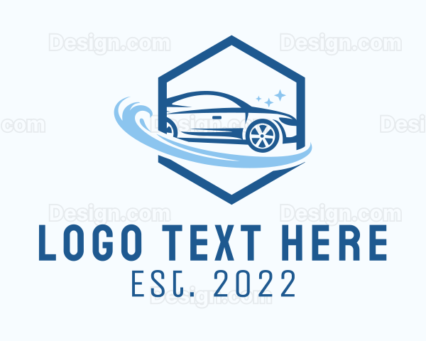 Hexagon Car Wash Cleaning Logo