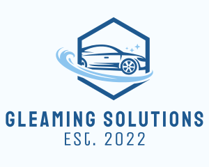 Hexagon Car Wash Cleaning  logo design