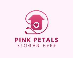 Pink Heart Stethoscope House  logo design