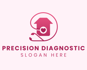 Pink Heart Stethoscope House  logo design