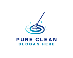 Clean Housekeeping Mop logo design