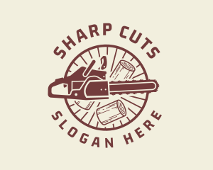 Chainsaw Wood Cutter logo design