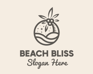 Brown Tropical Beach Badge logo design