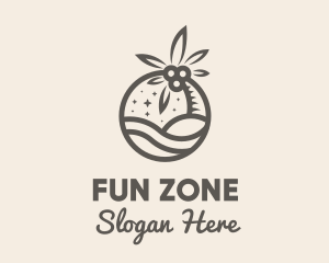 Brown Tropical Beach Badge logo design