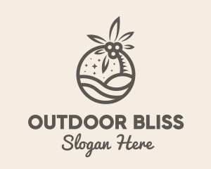 Brown Tropical Beach Badge logo design