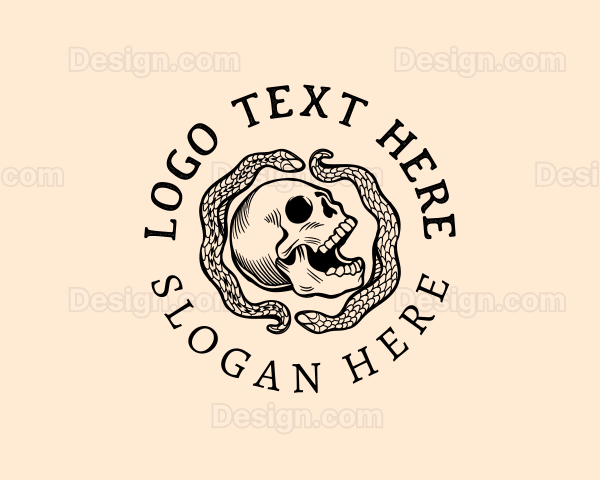 Spooky Serpent Skull Logo