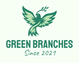 Green Nature Bird Branch logo design