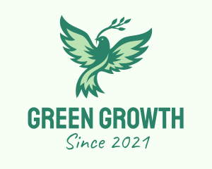 Green Nature Bird Branch logo design