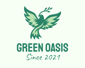 Green Nature Bird Branch logo design