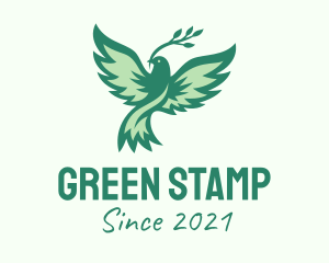 Green Nature Bird Branch logo design