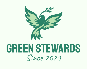 Green Nature Bird Branch logo design