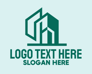 Teal Geometric Building logo