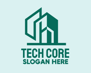 Teal Geometric Building Logo