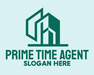 Teal Geometric Building logo design