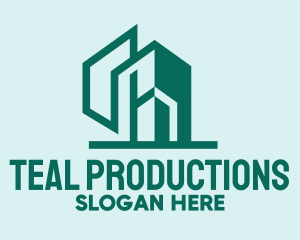 Teal Geometric Building logo