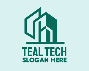 Teal Geometric Building logo