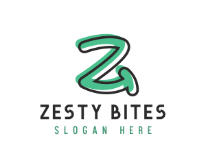 Green Handwritten Letter Z logo design