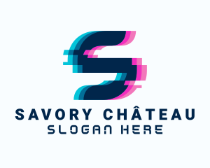 Digital Glitch Letter S logo design