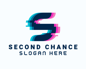 Digital Glitch Letter S logo design